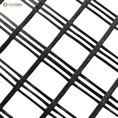 Straßenbettverfestigung Biaxial Polyester Geogrid aus 80-80 PET-Material in gelb