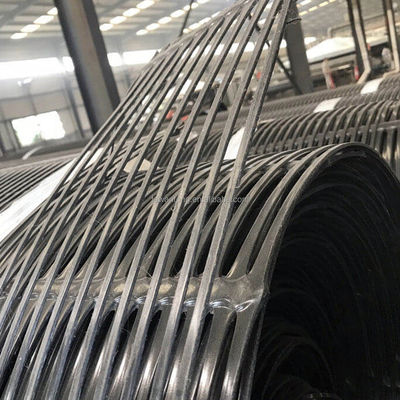 Niedrig schwarz 220kN PP HDPE einseitiges Geogrid für Stützmauern und Straßenverstärkung 50m