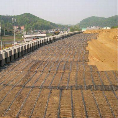 Niedrig schwarz 220kN PP HDPE einseitiges Geogrid für Stützmauern und Straßenverstärkung 50m