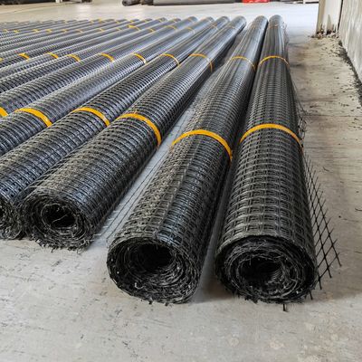 30kn PP Plastik Biaksial Geogrid für den Straßenbau Länge 50-100m Rohstoff Plastik PP